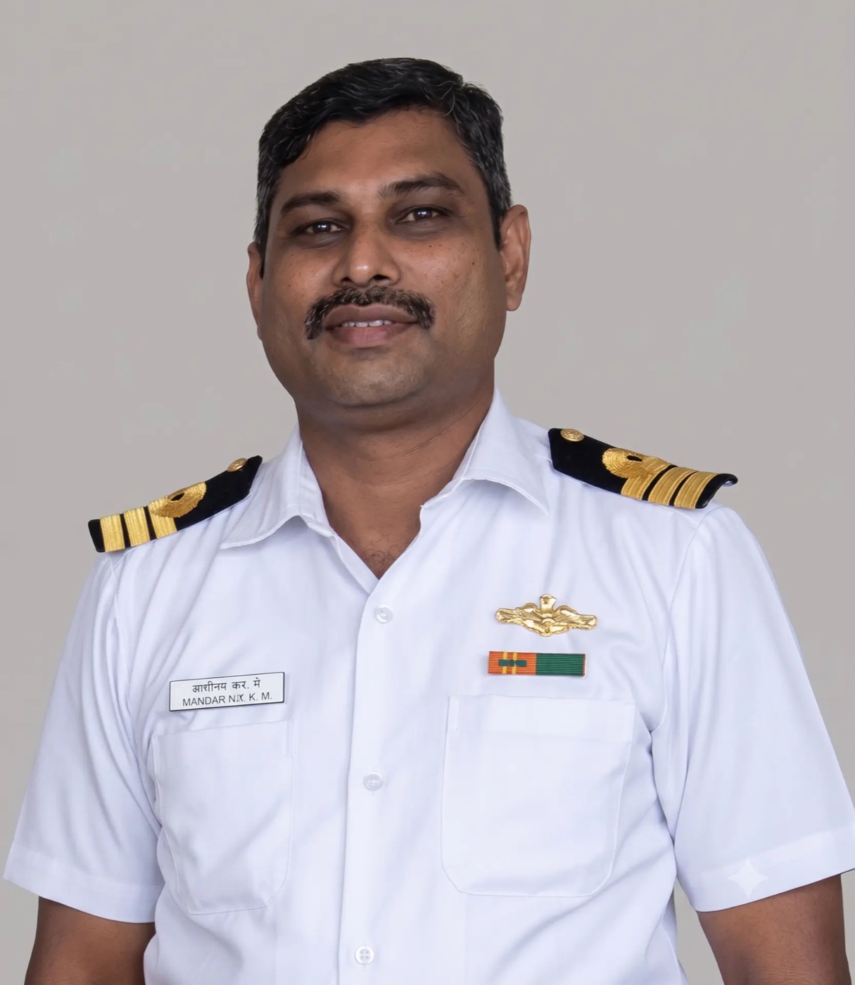 Cdr Aravindhan RP (Retd) in naval uniform